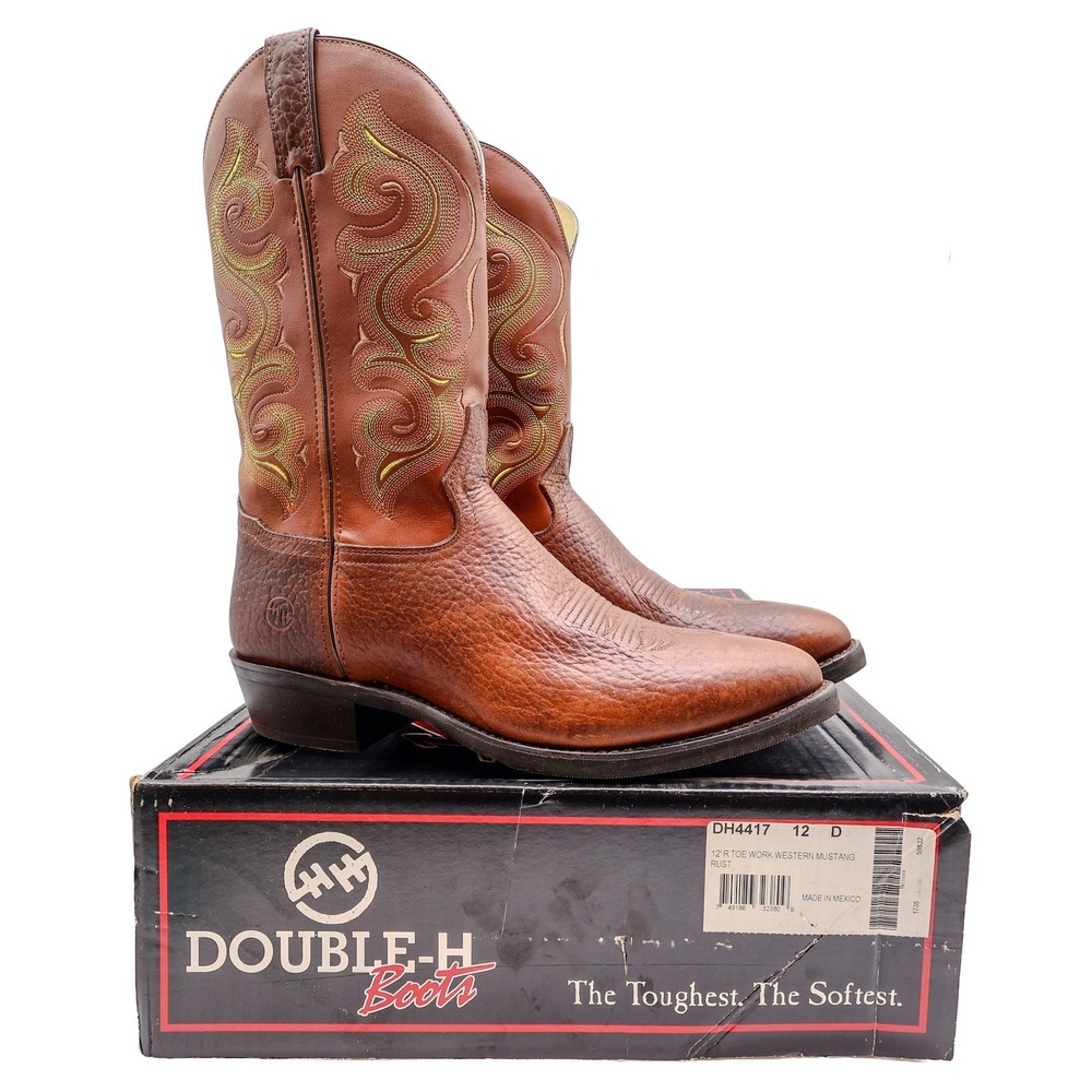 Double-H DH4417 Western Work Boots Mens 12 D Rust Leather R Toe New